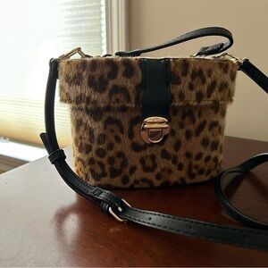 Neiman Marcus hat box leopard print purse cross body - brand new